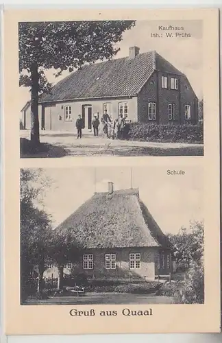 66325 Ak Gruß aus Quaal bei Rohlstorf Kaufhaus und Schule um 1920