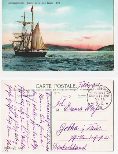 66285 Ak avec cachet de la poste de terrain Turquie MSP Nr.14 SMS General 1915