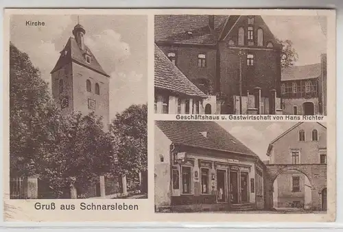 66253 Mehrbild Ak Gruß aus Schnarsleben Geschäftshaus und Gastwirtschaft 1936