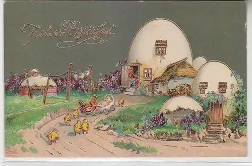 66248 Joyeux Pâques famille de poulets Ak vit à Eiedorf 1912