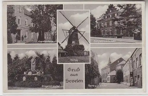 66238 Salutation multi-image Ak de Sevelen, moulin à vent, hôpital, etc. vers 1930