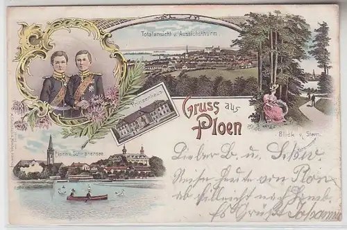 66211 Ak Lithographie Gruss de Plön in Holstein 1899