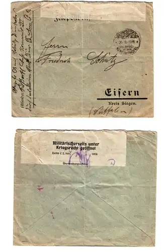 66181 Lettre postale de terrain Turquie Felpost Mil. Mlle Constantinople 1916