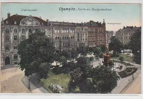 66163 Ak Chemnitz Partie am Beckerdenkmal Wiesenstrasse 1907