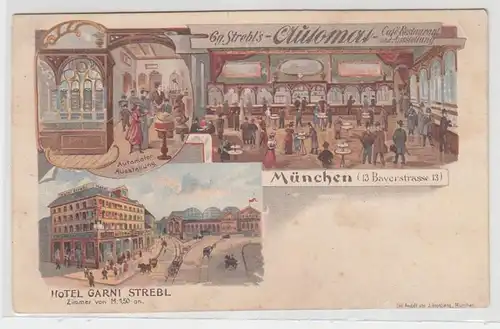 66094 Ak Lithographie Munich Hotel Garni Stügel vers 1900