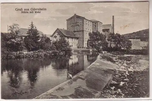 66093 Ak Salutation de Odernheim Mühle avec fortune 1927