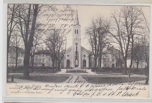 66050 Ak Gruß aus Niesky Kirche 1904