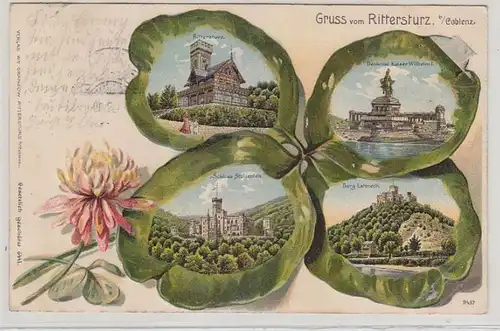 66047 Präge Ak Lithographie Gruß vom Rittersturz bei Coblenz 1903