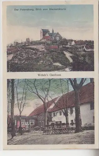 66039 Ak Der Petersberg Blick vom Bismarckturm, Wehde's Gasthaus 1930