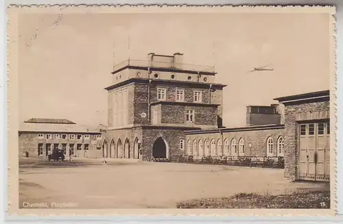 66013 Ak Chemnitz Flughafen mit Flugzeug 1934