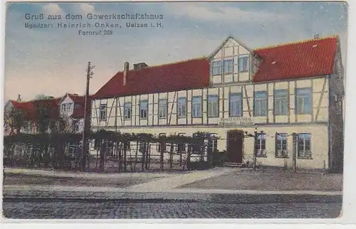 65999 Ak Gruß aus dem Gewerkschaftshaus Uelzen um 1920