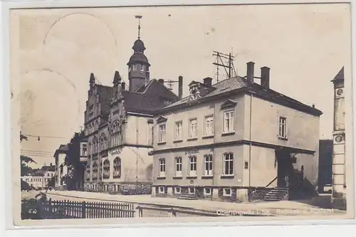 65991 Ak Oberlungwitz in Sachsen Rathaus und Postamt 1928