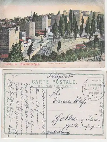 65959 Ak avec cachet de la poste de terrain Turquie MSP Nr.14 SMS General 1915