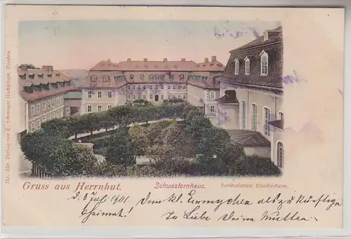 65949 Ak Salutation de Herrhut Sœurhaus 1901