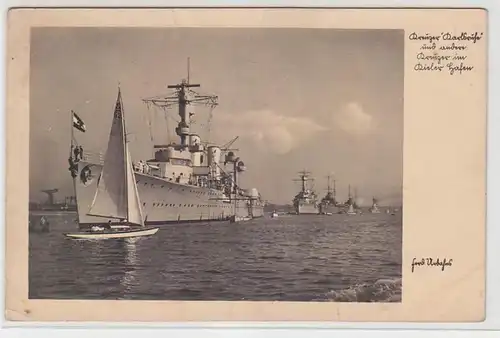 65933 Ak croiseur "Karlsruhe" dans le port de Kiel en 1934