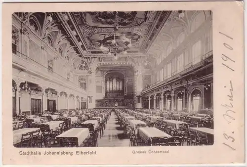 65897 Ak Stadthalle Güssberg Elberfeld grande salle de concert vers 1900