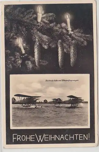 65876 Frohe Weihnachten Ak startende Wasserflugzeuge 1938