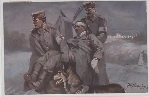 65854 militaire Ak "Le chien d'assistance en champ" 1916
