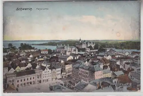 65747 Ak Schwerin Panorama 1917