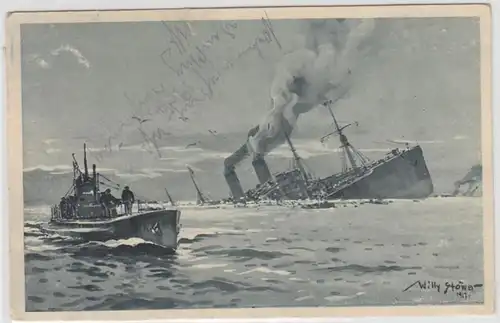 65743 Carte postale officielle du sous-marin Jour juin 1917