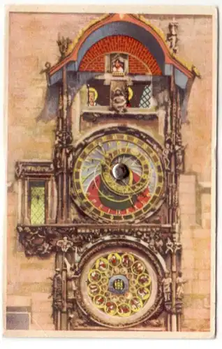 65716 Ak mécanique Prague montre astronomique vers 1930