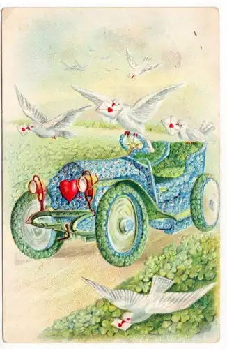65711 Grage Ak fleurs voiture ornée avec pigeons-poste vers 1905