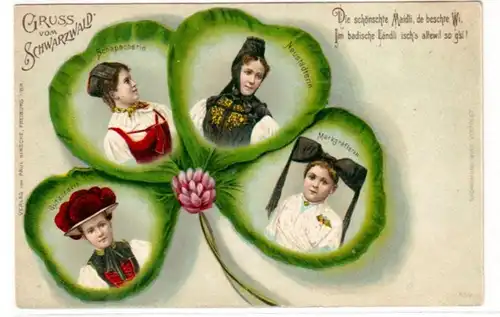65693 Trèfle Ak Lithographie Salutation de la Forêt Noire vers 1900