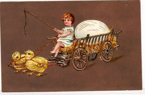 65685 Joyeux Pâques Près Ak Lièvre flirte avec le lapin vers 1900