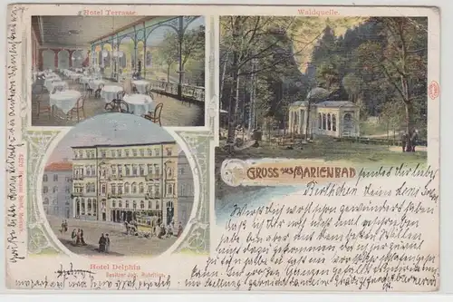 65640 Mehrbild Ak Gruß aus Marienbad Hotel Delphin 1907