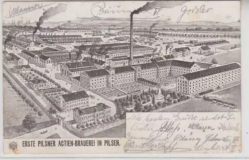 65638 Ak Erste Pilsner Aktien Brauerei in Pilsen 1910