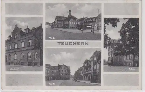 65624 Mehrbild Ak Teuchern Markt, Postamt, Schule um 1940