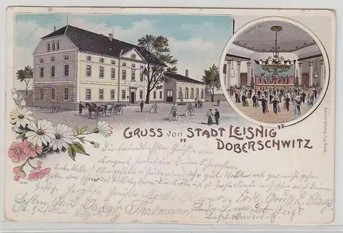 65591 Ak Lithographie Gruß von "Stadt Leisnig" Doberschwitz um 1910