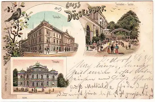 65570 Ak Lithographie Gruss de Düsseldorf Tonhalle 1899