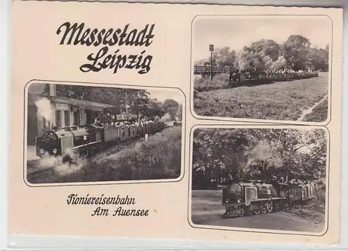 65554 Mehrbild Ak Messestadt Leipzig Pioniereisenbahn am Auensee 1964