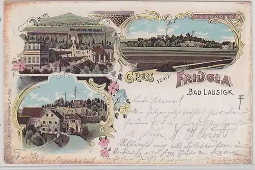 65433 Ak Lithografie Gruss von der Fridola Bad Lausick 1899
