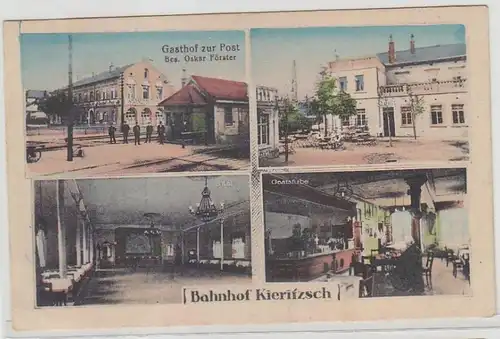 65430 Mehrbild Ak Bahnhof Kieritzsch und Gasthof zur Post um 1930