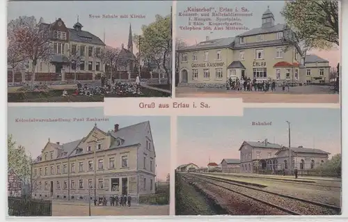 65412 Mehrbild Ak Gruß aus Erlau i. Sa. Gasthaus Kaiserhof u.a. um 1920