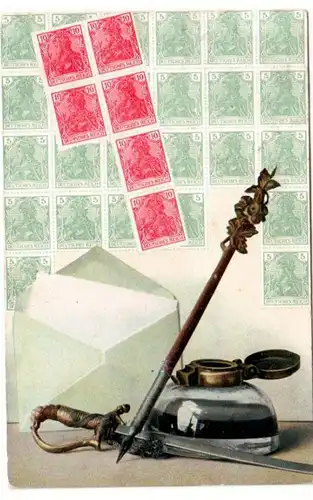 65343 Ak Écrire et timbres Encre 1907