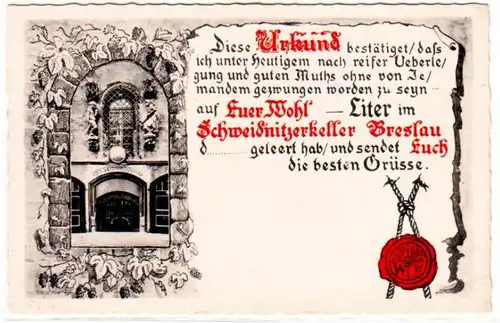 65340 Ak Humor de la cave de Schweidnitzer Wroclaw vers 1910