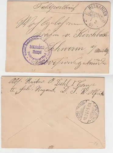 65251 Lettre de poste allemande Afrique du Sud-Ouest avec le cachet des troupes Béthanie 1907