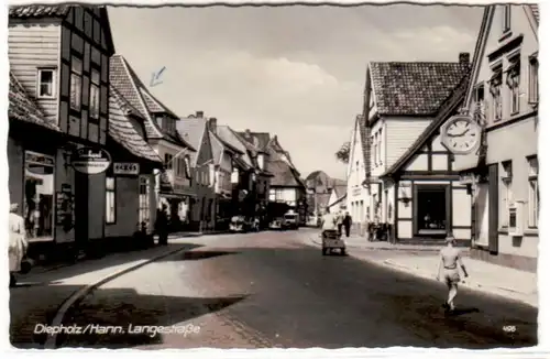 65239 Ak Diepholz / Hann. Langestraße avec magasins 1956