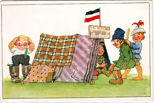 65229 militaire humour Ak enfants jouer " Centre de débauche " vers 1915