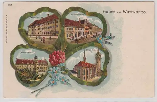 65212 Kleeblatt Ak Lithographie Gruß aus Wittenberg um 1910