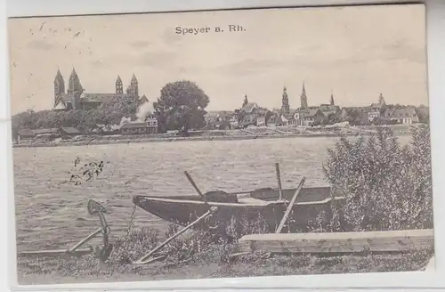 65158 Ak Speyer am Rhein Ruderboot am Ufer 1907