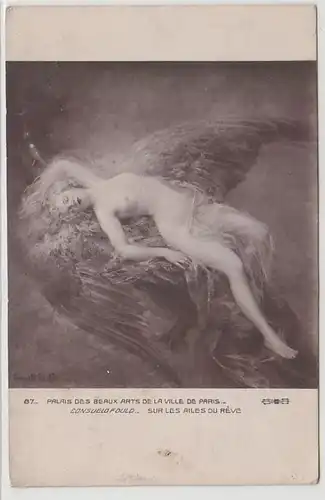 65148 Erotic Ak "Dame nue sur les oscillations d'oiseaux" - Acte féminin vers 1910