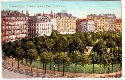 65113 Ak Strasbourg I.E. Place de la Gare Place vers 1910