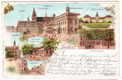 65110 Ak Lithographie Gruß aus Zerbst 1899