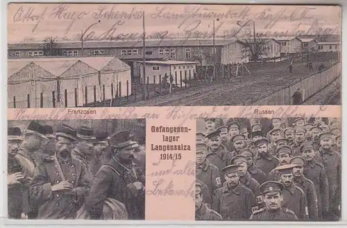 65075 Feldpost Ak Gefangenenlager Langensalza Franzosen und Russen 1914/15