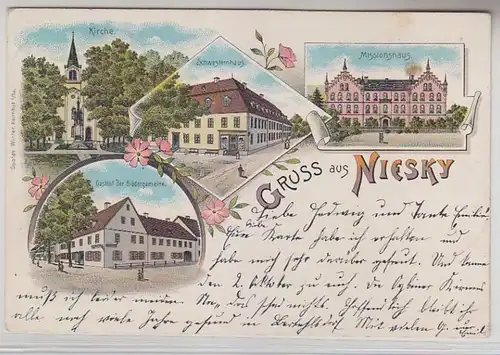 65027 Ak Lithographie Gruß aus Niesky 1903