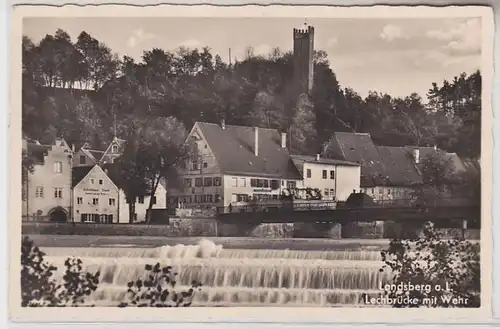 64922 Ak Landsberg am Lech Lechbrücke mit Wehr 1938